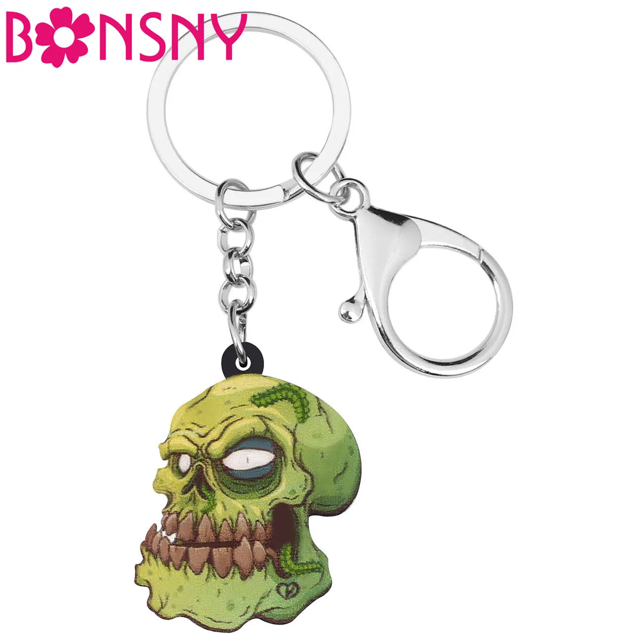 Bonsny Acrylic Halloween Evil Zombie Keychains Unique Big Wristlet Keyring Jewelry For Women Kid Men Fashion Gift Wallet Trinket - Gifts and Funny Trinkets