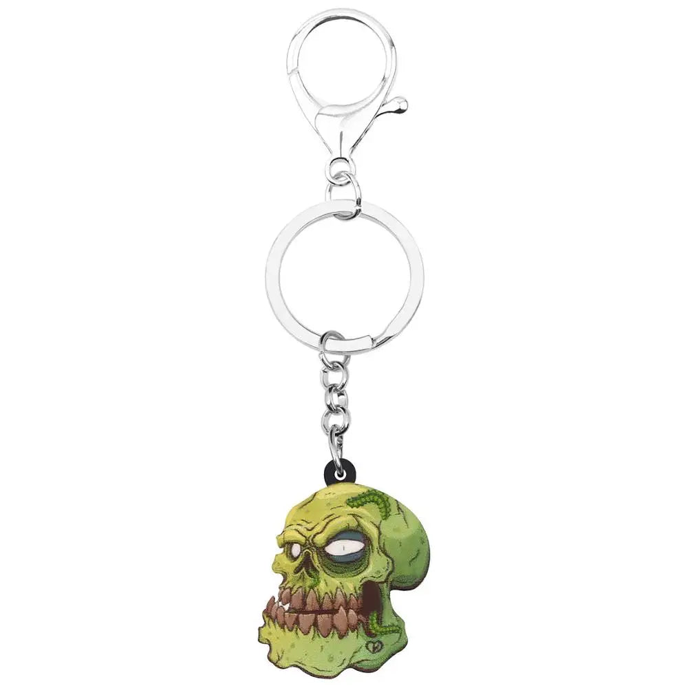 Bonsny Acrylic Halloween Evil Zombie Keychains Unique Big Wristlet Keyring Jewelry For Women Kid Men Fashion Gift Wallet Trinket - Gifts and Funny Trinkets