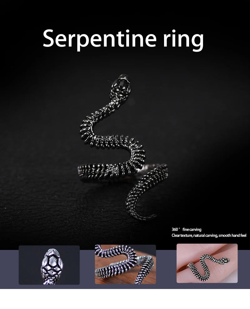 Punk Ring Men Animal Snake Ring Irregular Adjustable Goth Rings Alloy Material Jewelry Accessories Personalized Gift Haloween - Gifts and Funny Trinkets