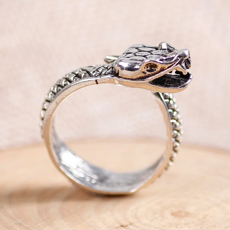 Steampunk Snake Ring Men Punk Accessories Rock Ring Gothic Jewelry Adjustable Ferocious Animal Retro Jewelry Gift Haloween - Gifts and Funny Trinkets