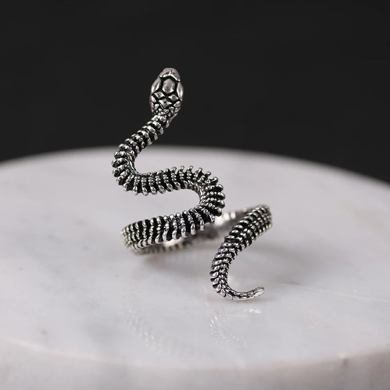 Punk Ring Men Animal Snake Ring Irregular Adjustable Goth Rings Alloy Material Jewelry Accessories Personalized Gift Haloween - Gifts and Funny Trinkets