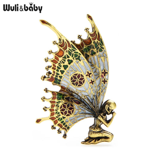 Wuli&baby Vintage Butterfly Wings Fairy Brooches Quality Enamel Women Brooch Pins 2 Colors 2021 Angel Designer Jewelry Gift - Gifts and Funny Trinkets