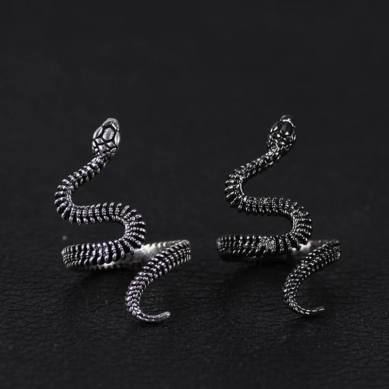 Punk Ring Men Animal Snake Ring Irregular Adjustable Goth Rings Alloy Material Jewelry Accessories Personalized Gift Haloween - Gifts and Funny Trinkets