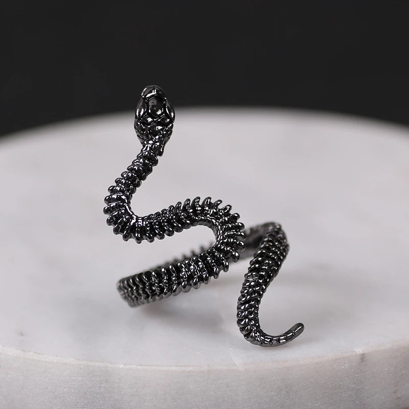 Punk Ring Men Animal Snake Ring Irregular Adjustable Goth Rings Alloy Material Jewelry Accessories Personalized Gift Haloween - Gifts and Funny Trinkets