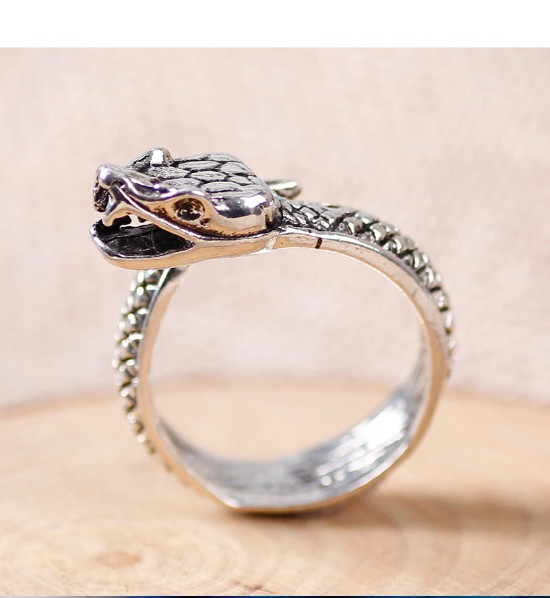 Steampunk Snake Ring Men Punk Accessories Rock Ring Gothic Jewelry Adjustable Ferocious Animal Retro Jewelry Gift Haloween - Gifts and Funny Trinkets