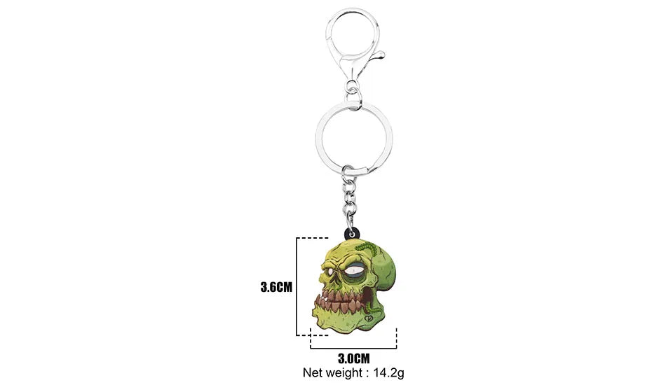 Bonsny Acrylic Halloween Evil Zombie Keychains Unique Big Wristlet Keyring Jewelry For Women Kid Men Fashion Gift Wallet Trinket - Gifts and Funny Trinkets