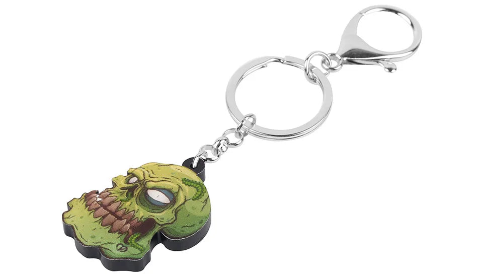 Bonsny Acrylic Halloween Evil Zombie Keychains Unique Big Wristlet Keyring Jewelry For Women Kid Men Fashion Gift Wallet Trinket - Gifts and Funny Trinkets