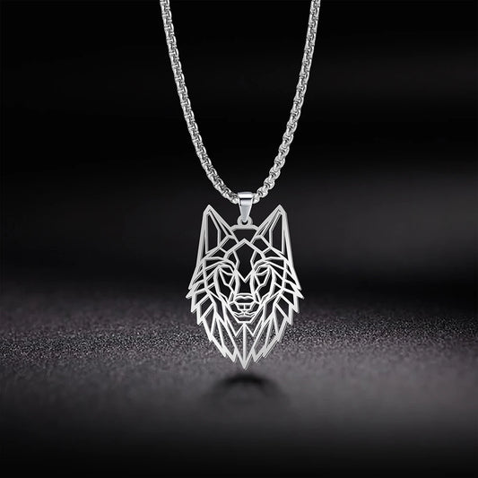 My shape Wolf Necklace for Men Women 316L Stainless Steel Necklaces Men's chain Fashion Animal Male Necklace Punk Jewelry Gifts - Gifts and Funny Trinkets