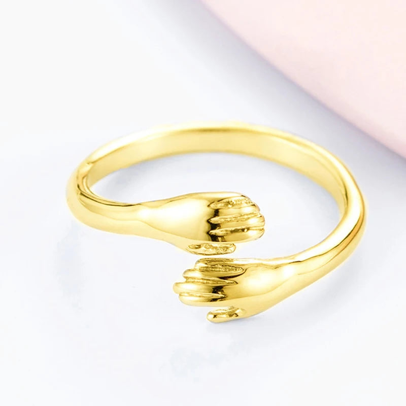 1PCS Retro Fashion Tide Flow Open Ring925 Sterling Silver Jewelry Love Hug Ring - Gifts and Funny Trinkets