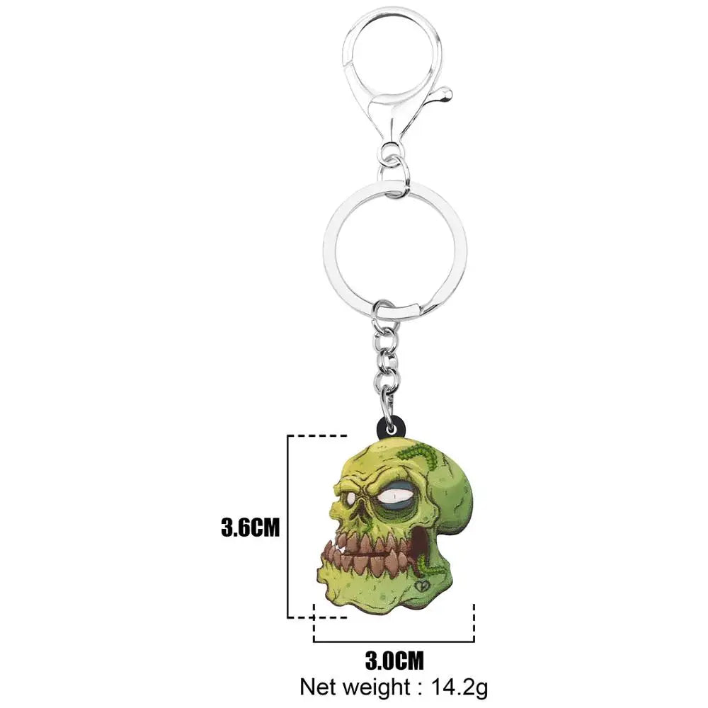 Bonsny Acrylic Halloween Evil Zombie Keychains Unique Big Wristlet Keyring Jewelry For Women Kid Men Fashion Gift Wallet Trinket - Gifts and Funny Trinkets