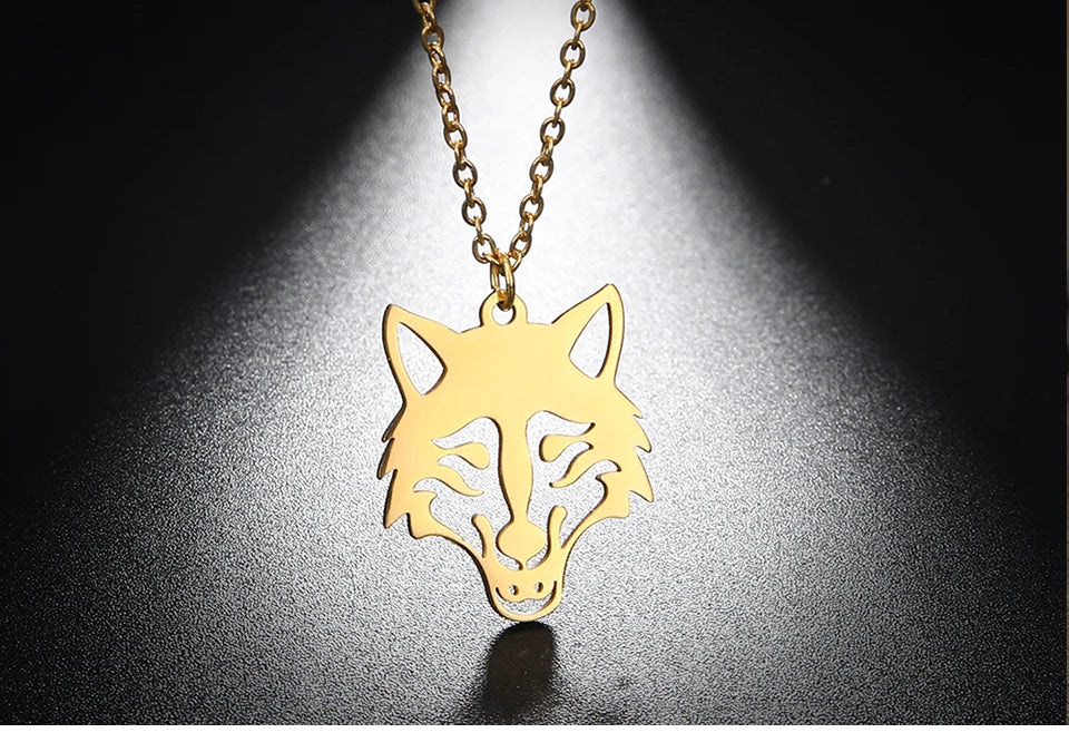 My shape Wolf Necklace for Men Women 316L Stainless Steel Necklaces Men's chain Fashion Animal Male Necklace Punk Jewelry Gifts - Gifts and Funny Trinkets