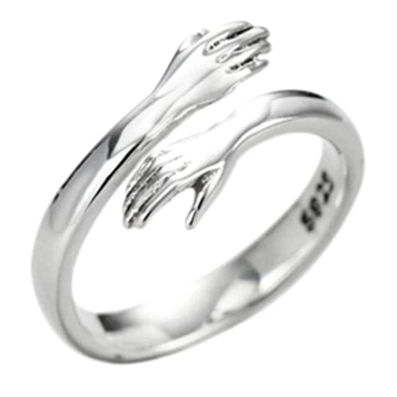 1PCS Retro Fashion Tide Flow Open Ring925 Sterling Silver Jewelry Love Hug Ring - Gifts and Funny Trinkets