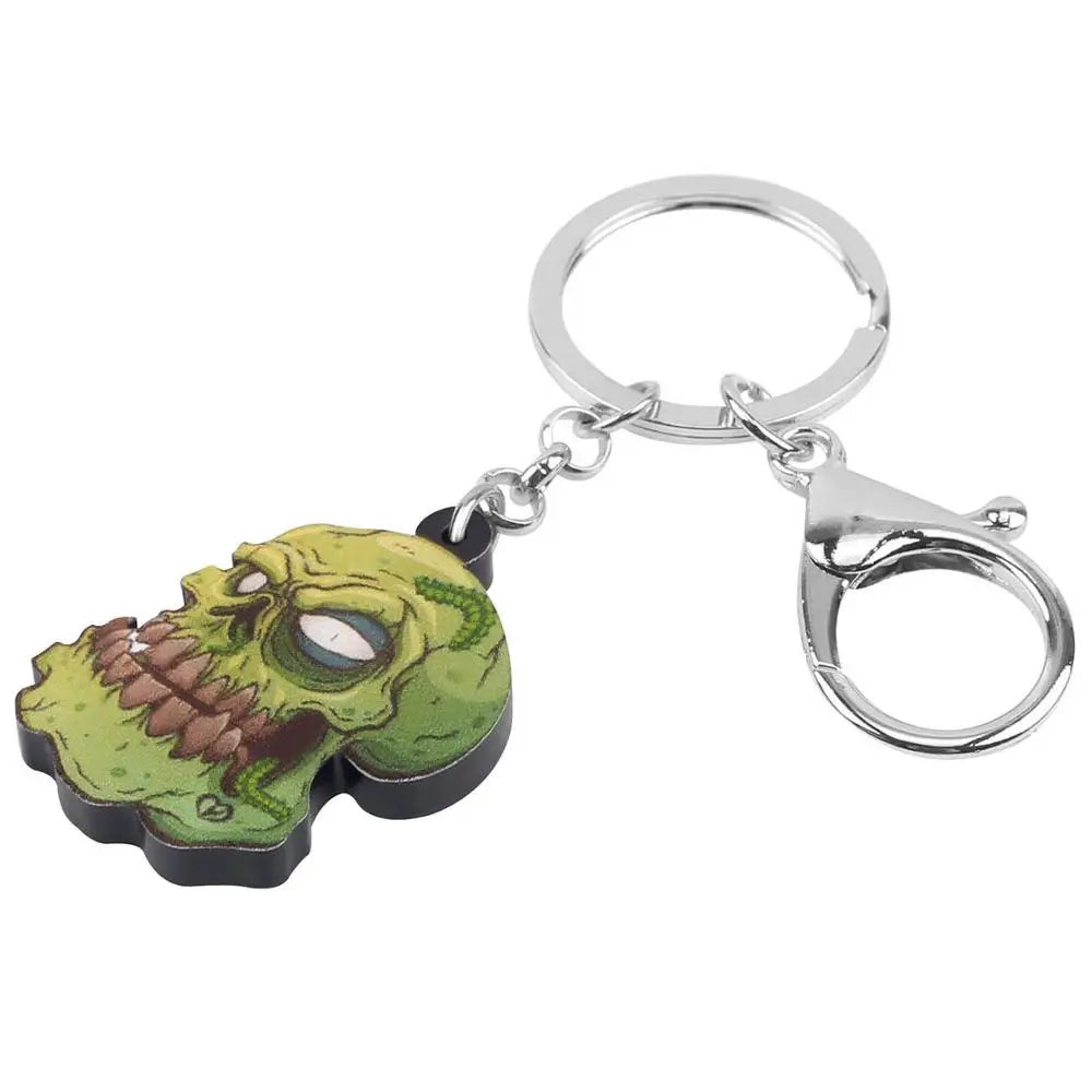 Bonsny Acrylic Halloween Evil Zombie Keychains Unique Big Wristlet Keyring Jewelry For Women Kid Men Fashion Gift Wallet Trinket - Gifts and Funny Trinkets