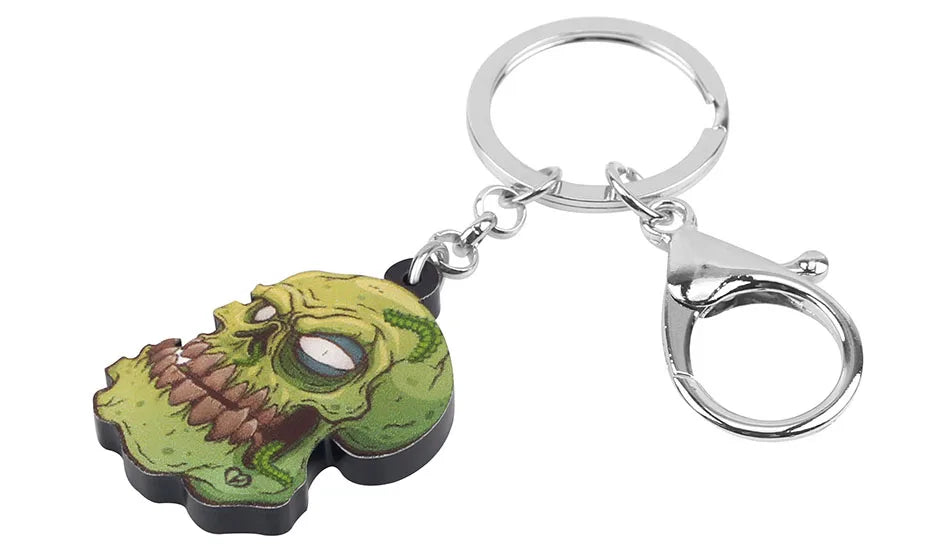 Bonsny Acrylic Halloween Evil Zombie Keychains Unique Big Wristlet Keyring Jewelry For Women Kid Men Fashion Gift Wallet Trinket - Gifts and Funny Trinkets