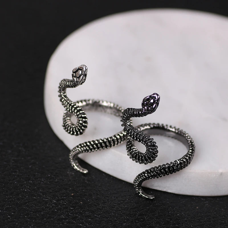 Punk Ring Men Animal Snake Ring Irregular Adjustable Goth Rings Alloy Material Jewelry Accessories Personalized Gift Haloween - Gifts and Funny Trinkets