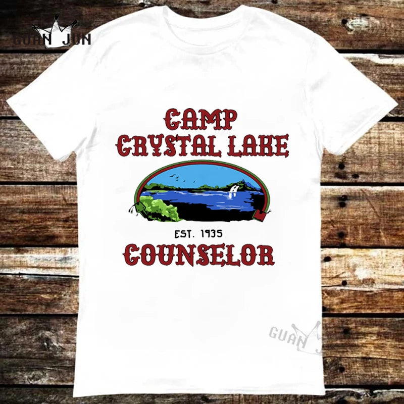 Camp Crystal Lake T Shirt Diy Big Size 100% Cotton Camp Crystal Lake Horror Movie Scary Slasher Terrifying Jason Vorhees 2022