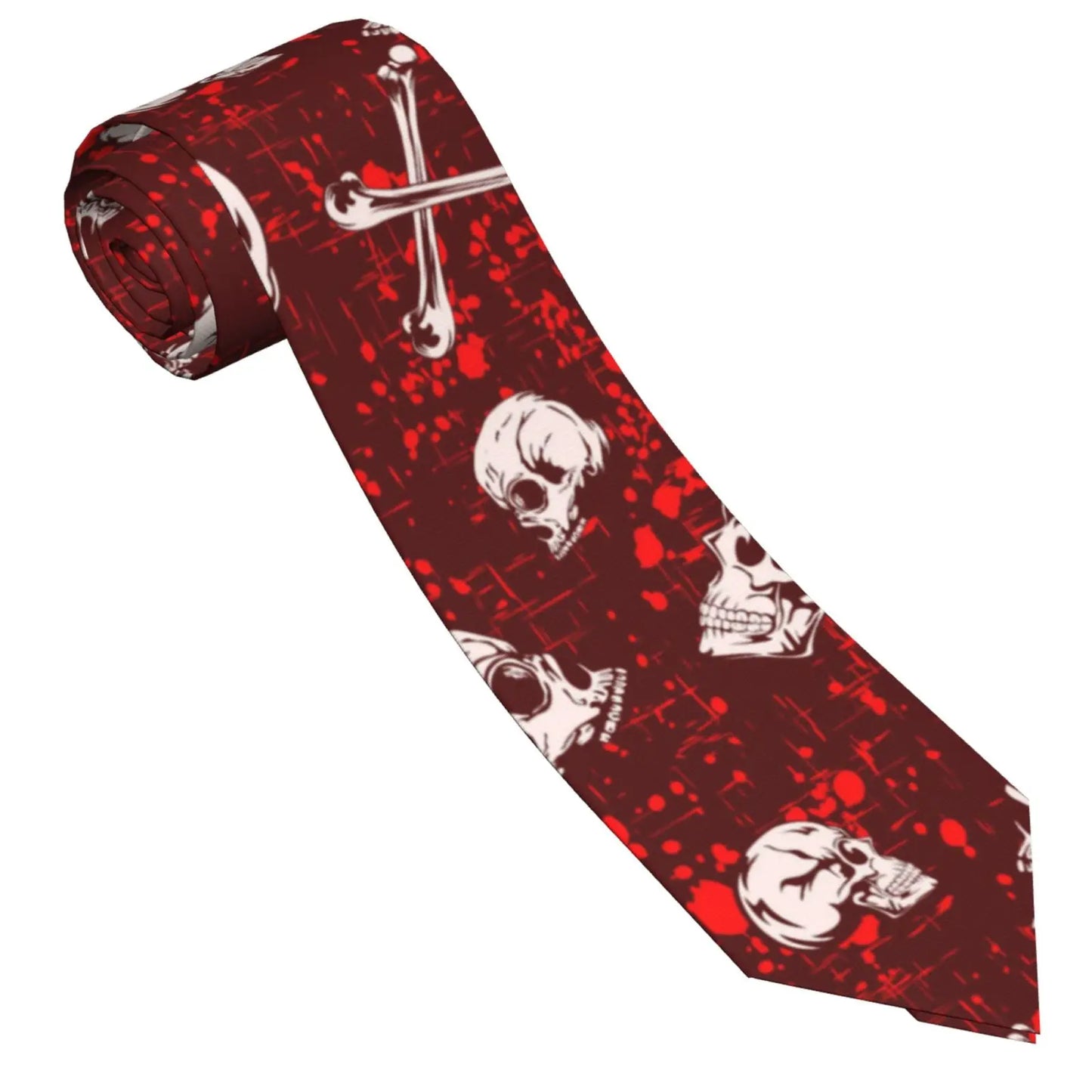 Mens Tie Classic Skinny Haloween Scary Skull Neckties Narrow Collar Slim Casual Tie Accessories Gift