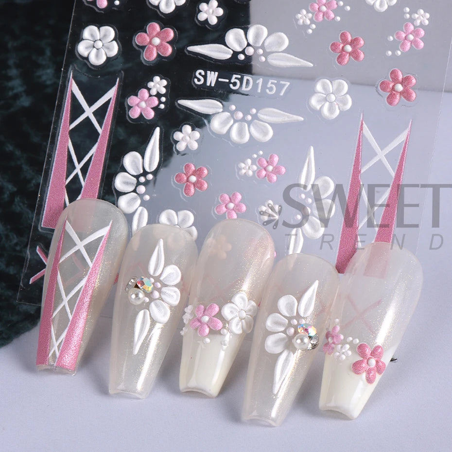 5D Halloween Hand Bones Nail Art Sticker Flower Petal Engraved Slider Decal DIY Manicure Decoration Tips Nail Accessories Tools