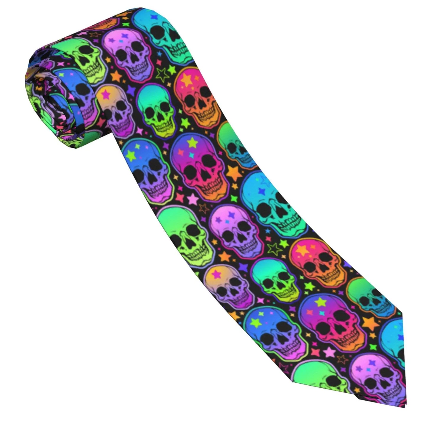 Mens Tie Classic Skinny Haloween Scary Skull Neckties Narrow Collar Slim Casual Tie Accessories Gift