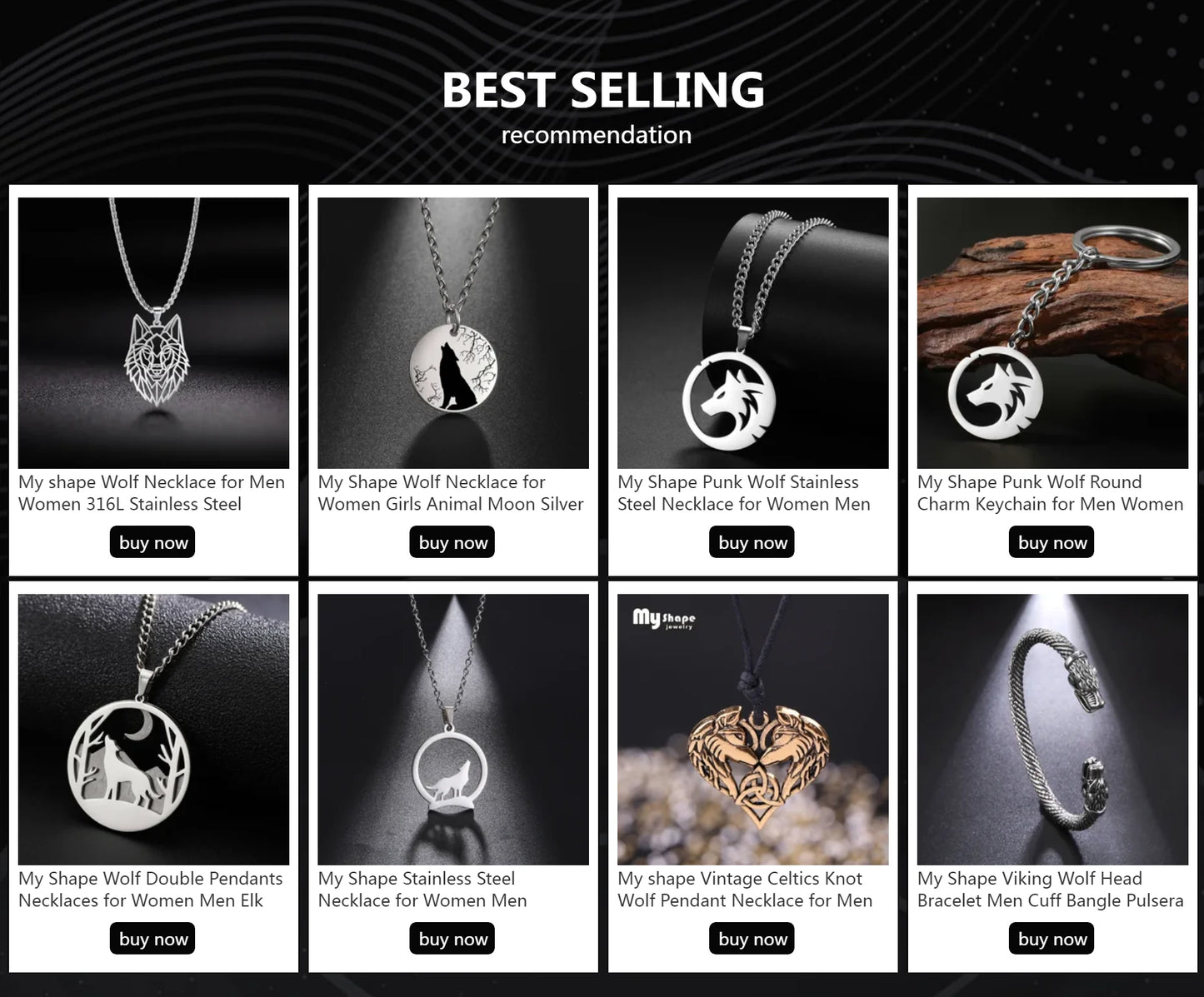 My shape Wolf Necklace for Men Women 316L Stainless Steel Necklaces Men's chain Fashion Animal Male Necklace Punk Jewelry Gifts - Gifts and Funny Trinkets