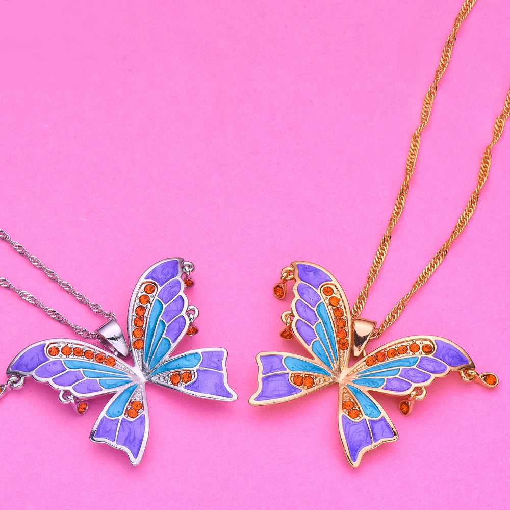 Zircon Butterfly Necklace Big Size Light Luxury Pandant Colorful Insect Dating Wedding Party Jewelry For Women Girls Gift - Gifts and Funny Trinkets