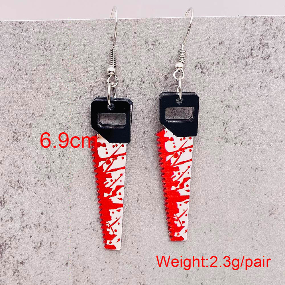 Fashion Gothic Bloody Knife Acrylic Earrings Funny Halloween Ghost Face Dangle Earrings for Women All Hallows' Day Jewelry Gifts