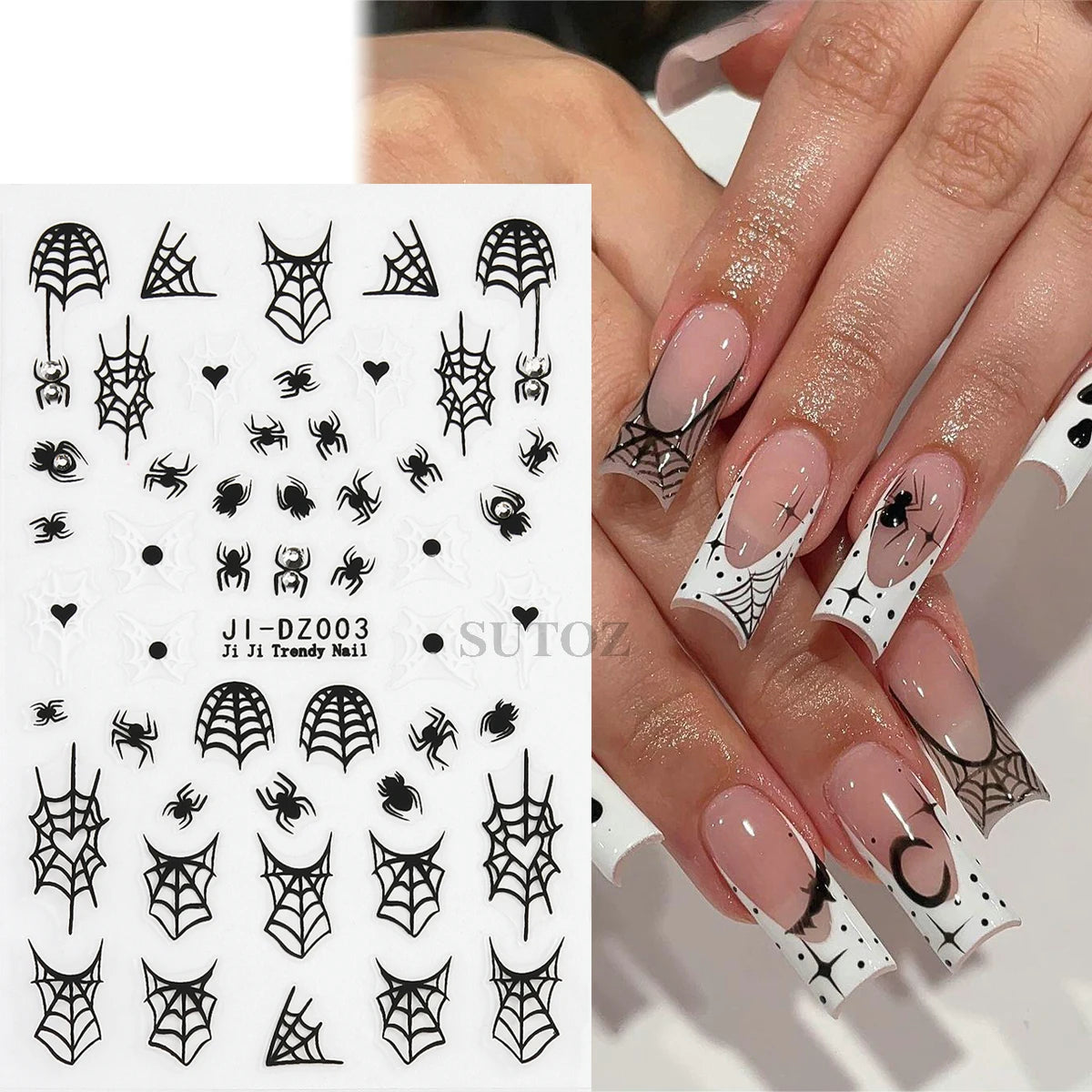 5D Embossed Ghost Nail Art Stickers Halloween Cartoon Pumpkin Skull Nail Decals Spider Web Daisy Sliders For Manicure NTJI-5D131