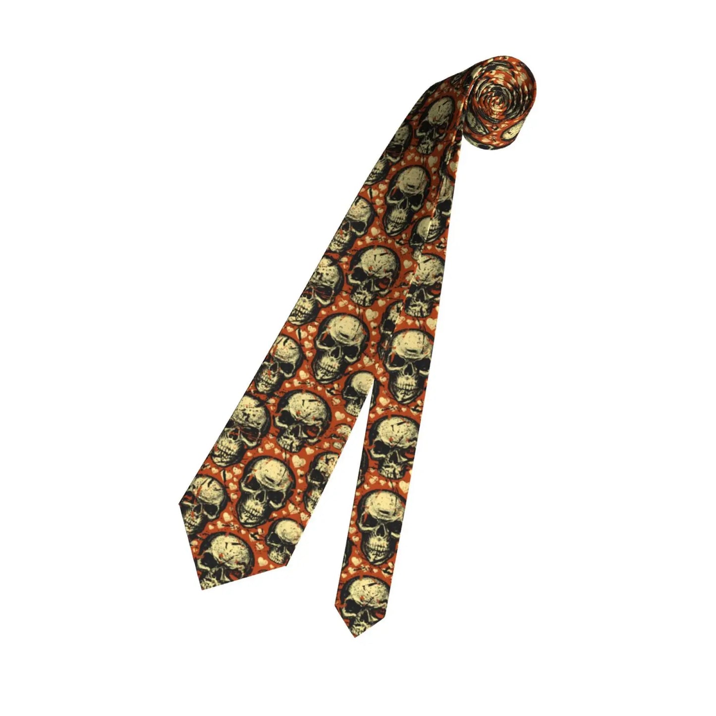 Mens Tie Classic Skinny Haloween Scary Skull Neckties Narrow Collar Slim Casual Tie Accessories Gift