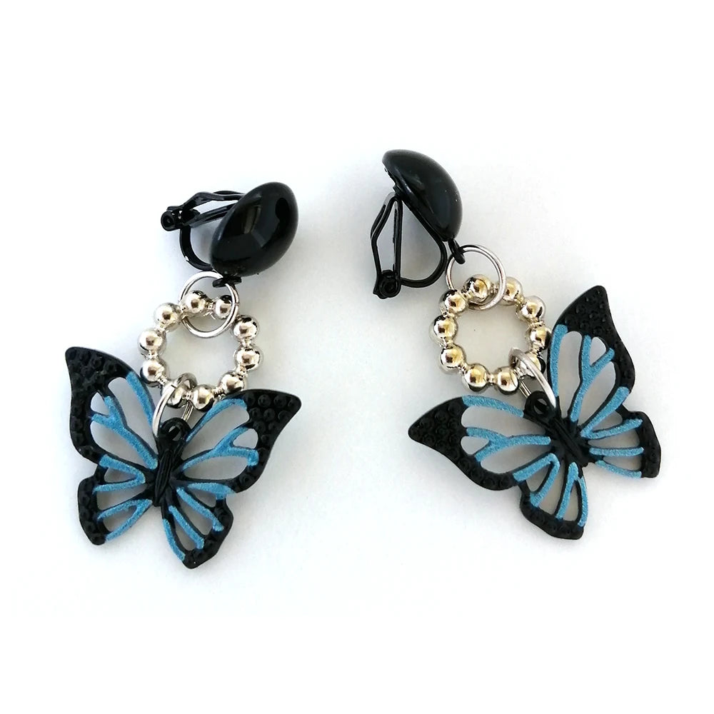 Black Butterfly Earrings No Hole Ear Clips Butterfly Clip Earring Without Piercing Minimalist Earrings Jewelry CEjA083 - Gifts and Funny Trinkets