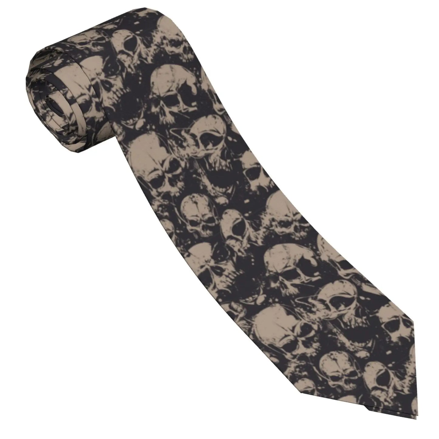 Mens Tie Classic Skinny Haloween Scary Skull Neckties Narrow Collar Slim Casual Tie Accessories Gift