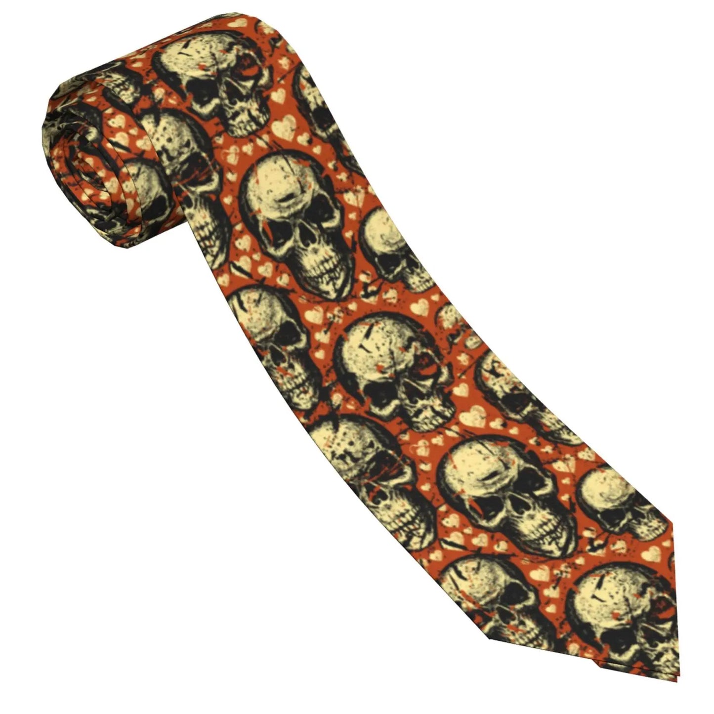 Mens Tie Classic Skinny Haloween Scary Skull Neckties Narrow Collar Slim Casual Tie Accessories Gift