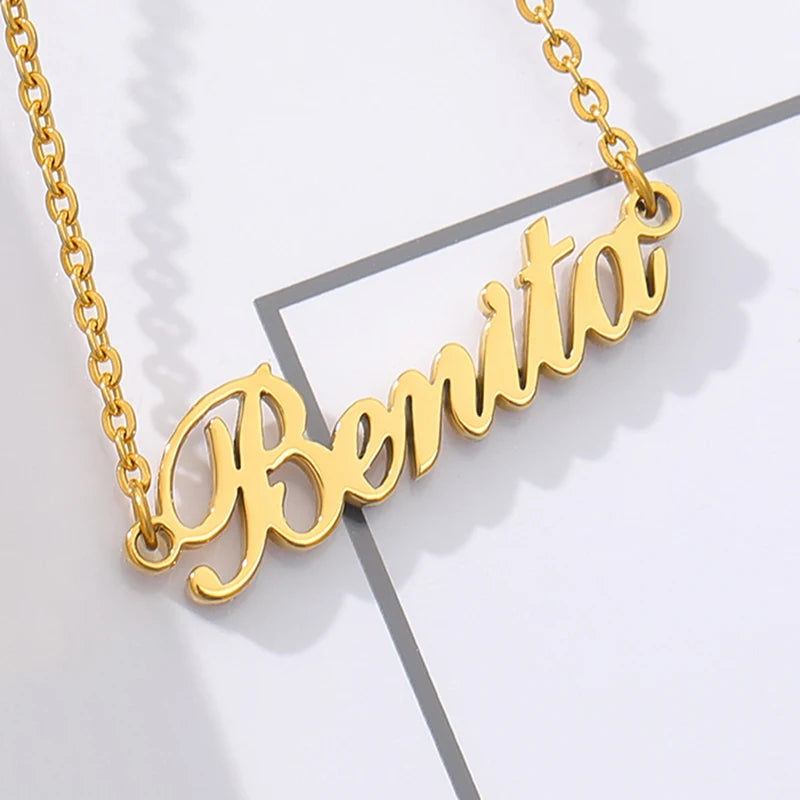 Custom Name Necklaces For Women Men Stainless Steel Customized Necklace Pendant Male Female Personalized Neck Chain Jewelry Gift - Gifts and Funny Trinkets