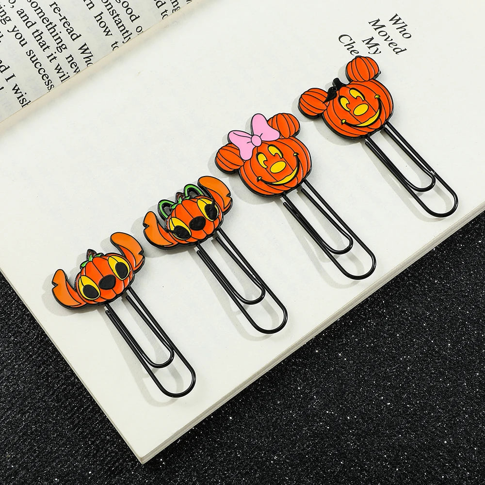 Haloween Disney Mickey Minnie Stitch and Angel Pumpkin Metal Paperclips for Women Men Book Marks Accessories Halloween Gifts - Gifts and Funny Trinkets