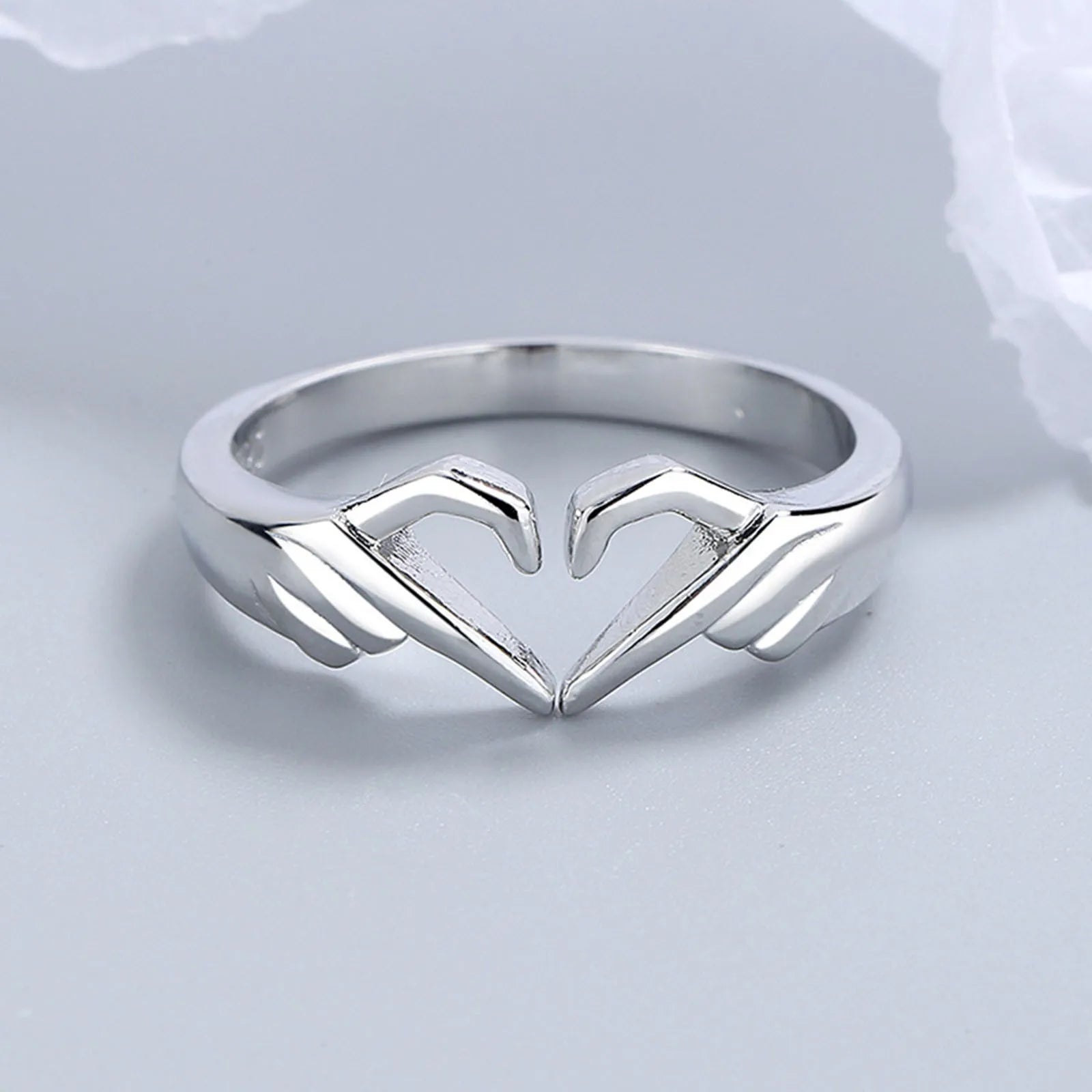 Romantic Heart Hand Hug Fashion Ring for Women Couple Jewelry Silver Color Punk Gesture Wedding Men Finger Accessories Gifts - Gifts and Funny Trinkets