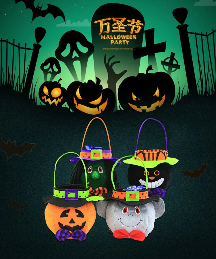 2022 Halloween Bag Haloween Pumpkin Witch Black Cat Handbag Trick Or Treat Gift Bag Kids Favor Happy Halloween Party Decor - Gifts and Funny Trinkets