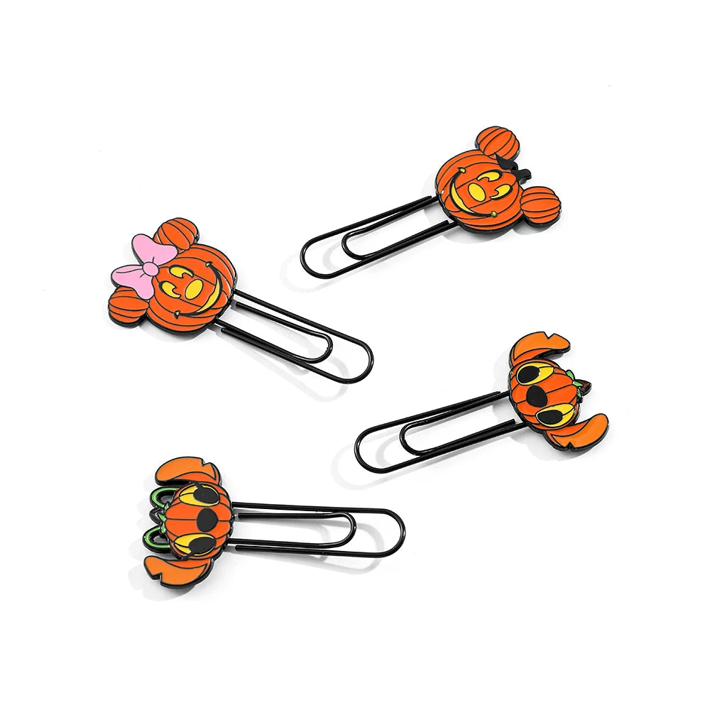 Haloween Disney Mickey Minnie Stitch and Angel Pumpkin Metal Paperclips for Women Men Book Marks Accessories Halloween Gifts - Gifts and Funny Trinkets