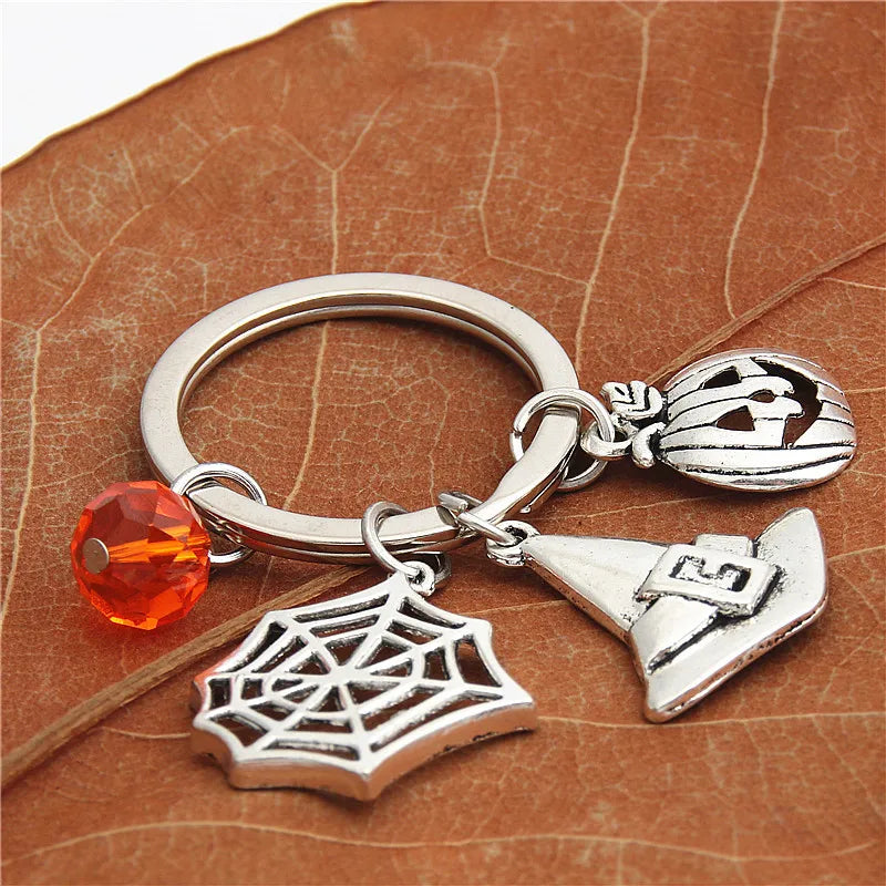 Halloween Girl Jewelry Keychain Sorcerer Witch Keyring Broom Pendant Keyholder Fit Car Handbag Trinket Supplies Retro Key Chains - Gifts and Funny Trinkets