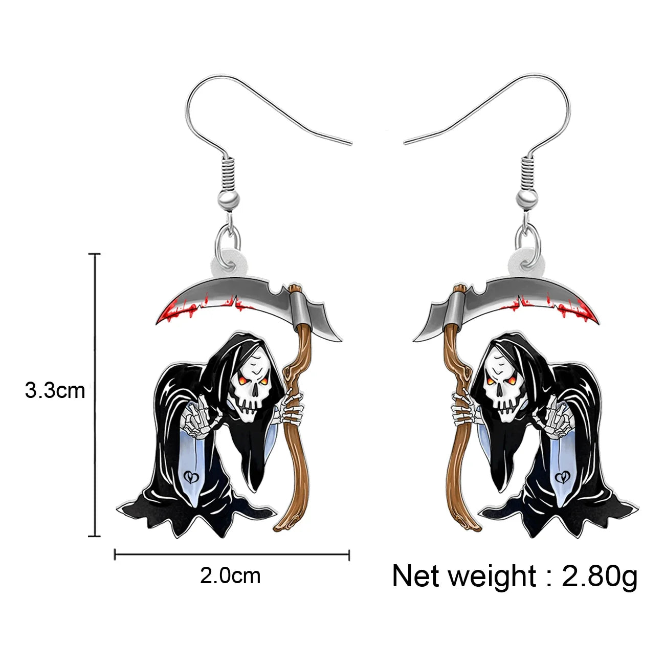 WEVENI Acrylic Scythe Evil Death Skeleton Dangle Drop Earrings Haloween Spooky Season Novelty Gifts For Women Girls Teens - Gifts and Funny Trinkets