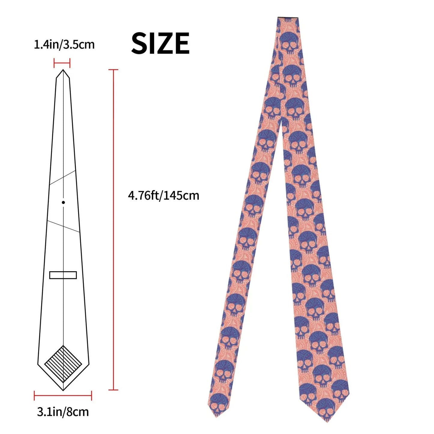 Mens Tie Classic Skinny Haloween Scary Skull Neckties Narrow Collar Slim Casual Tie Accessories Gift