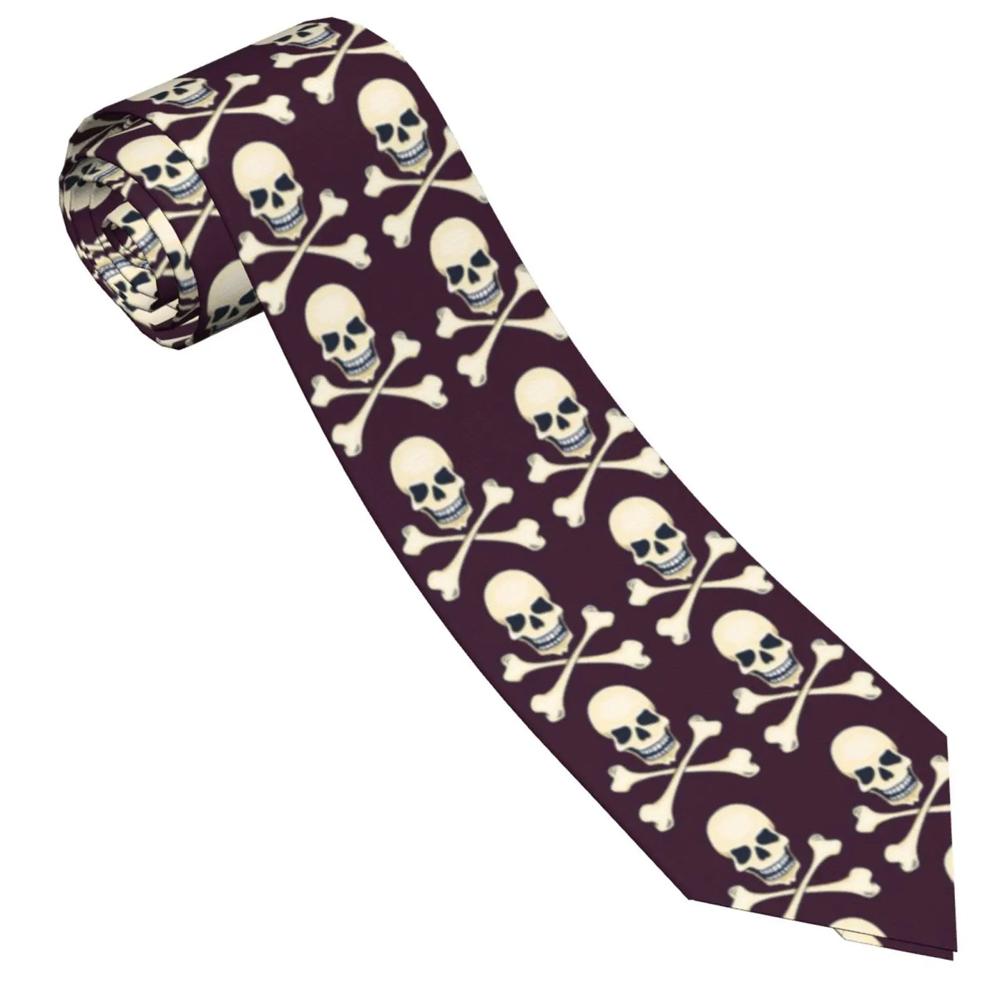 Mens Tie Classic Skinny Haloween Scary Skull Neckties Narrow Collar Slim Casual Tie Accessories Gift