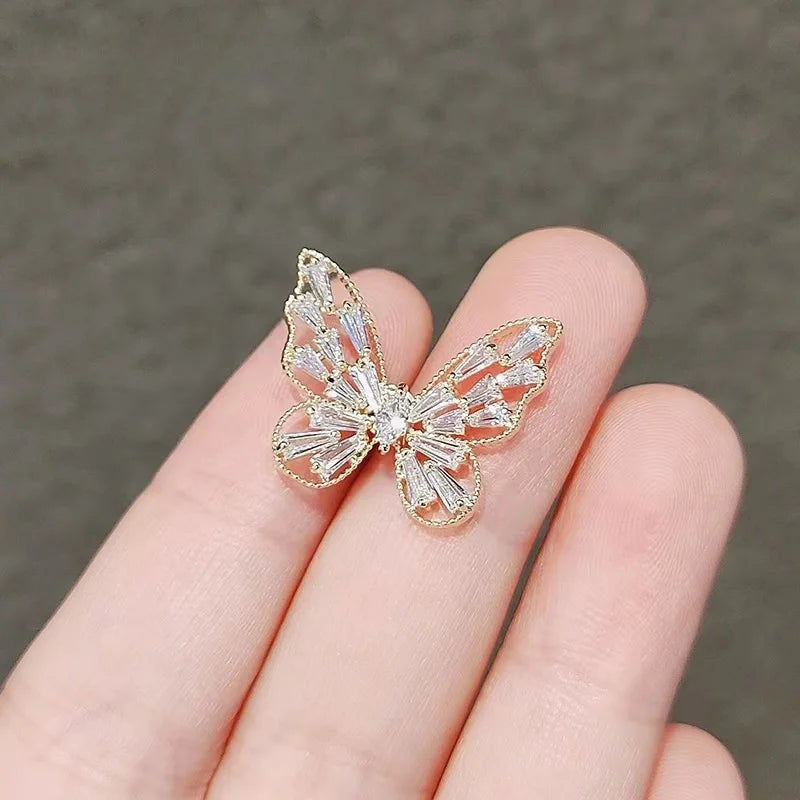 Exquisite Hollow Crystal Butterfly Small Brooches for Women Mini Zircon Corsage Casual Badges Pins Buckles Fashion Jewelry Gifts - Gifts and Funny Trinkets