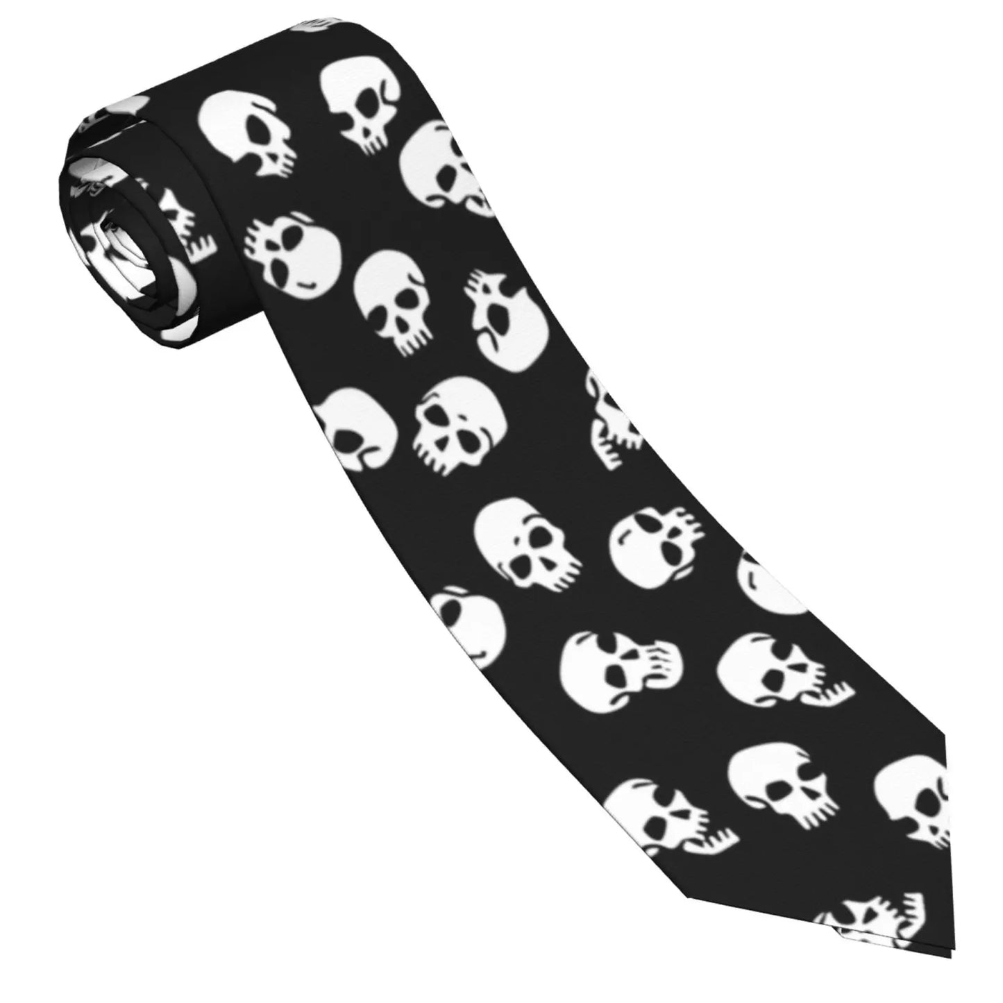 Mens Tie Classic Skinny Haloween Scary Skull Neckties Narrow Collar Slim Casual Tie Accessories Gift