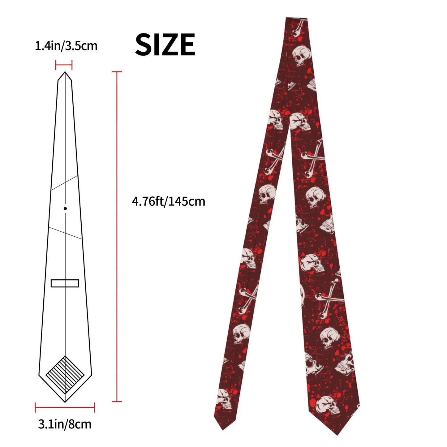 Mens Tie Classic Skinny Haloween Scary Skull Neckties Narrow Collar Slim Casual Tie Accessories Gift