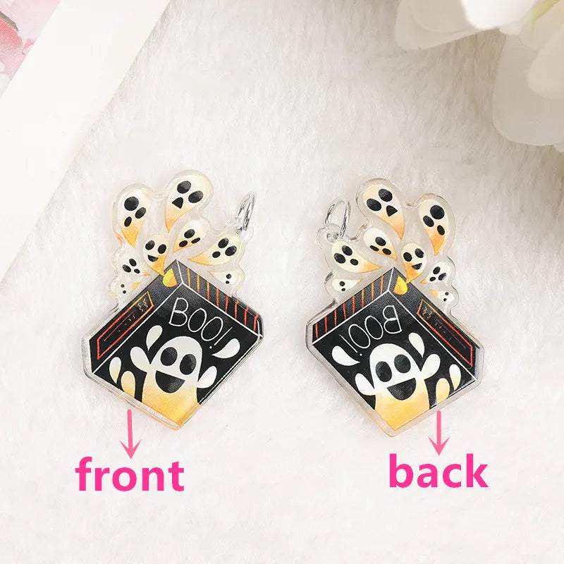 1Pair Halloween Drop Earring Creative Acrylic Witcher Cat Coffin Ghost Bottle Jewelry For Woman Girl Holiday Birthday Gift