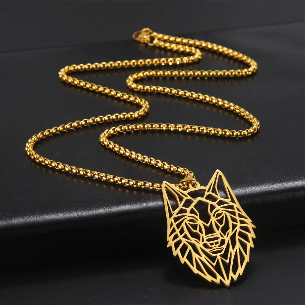 My shape Wolf Necklace for Men Women 316L Stainless Steel Necklaces Men's chain Fashion Animal Male Necklace Punk Jewelry Gifts - Gifts and Funny Trinkets