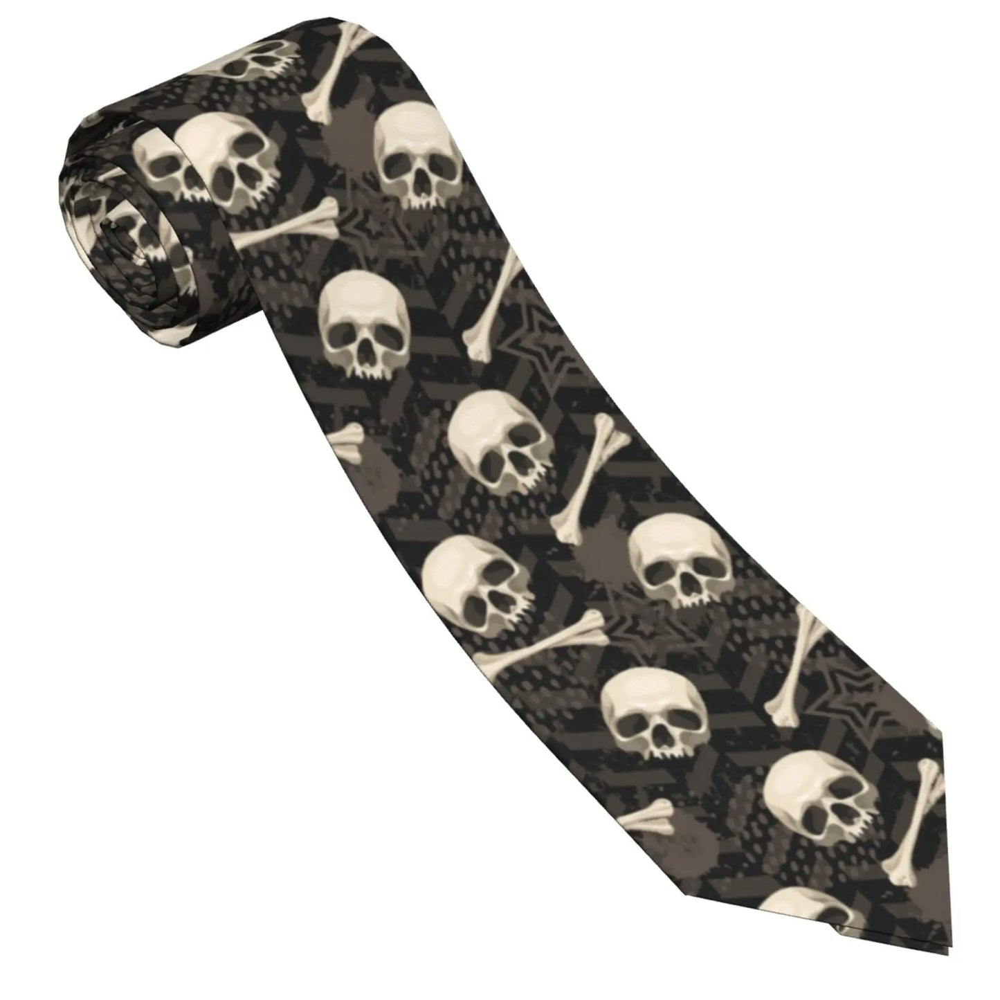 Mens Tie Classic Skinny Haloween Scary Skull Neckties Narrow Collar Slim Casual Tie Accessories Gift