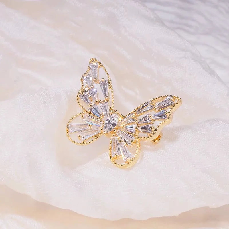 Exquisite Hollow Crystal Butterfly Small Brooches for Women Mini Zircon Corsage Casual Badges Pins Buckles Fashion Jewelry Gifts - Gifts and Funny Trinkets