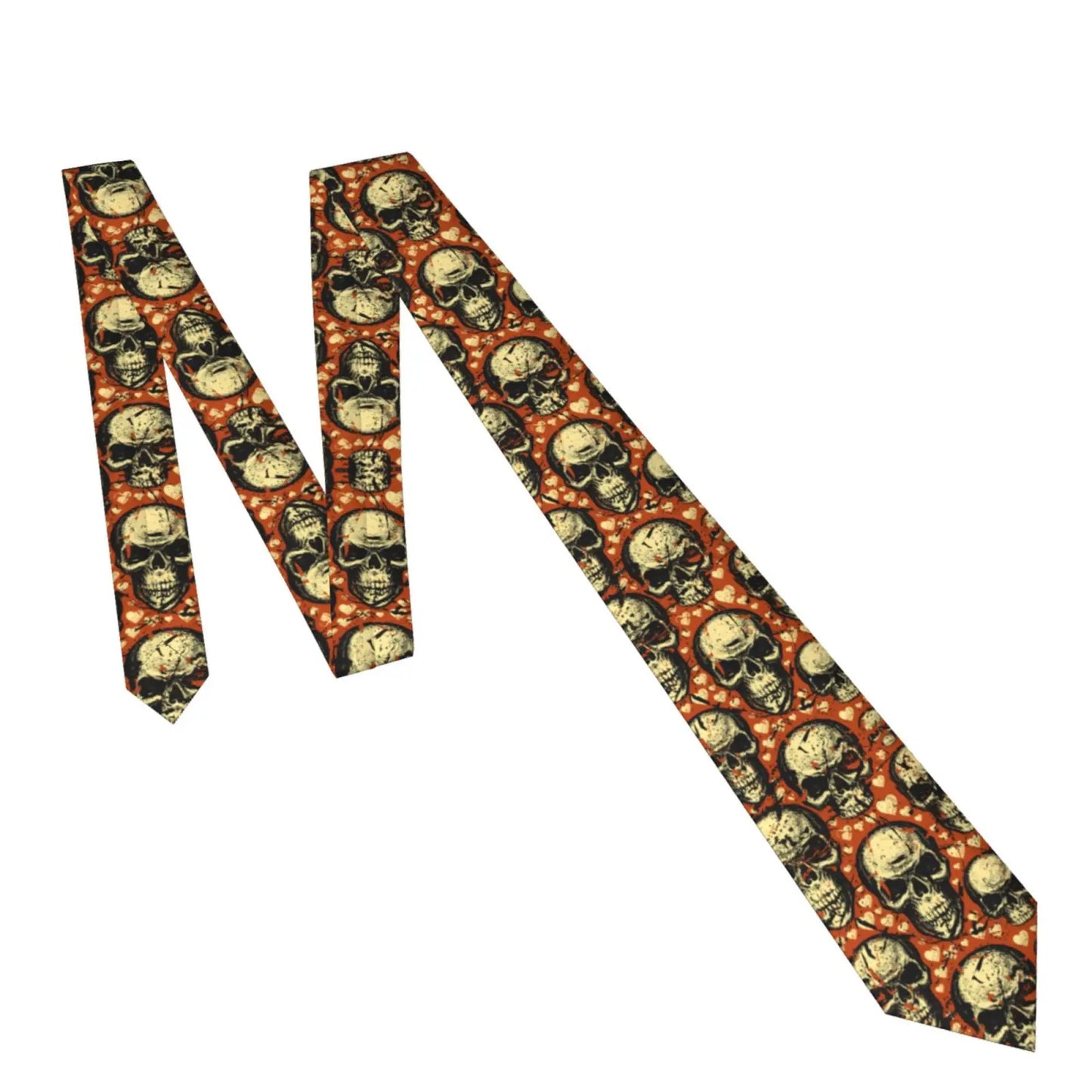 Mens Tie Classic Skinny Haloween Scary Skull Neckties Narrow Collar Slim Casual Tie Accessories Gift