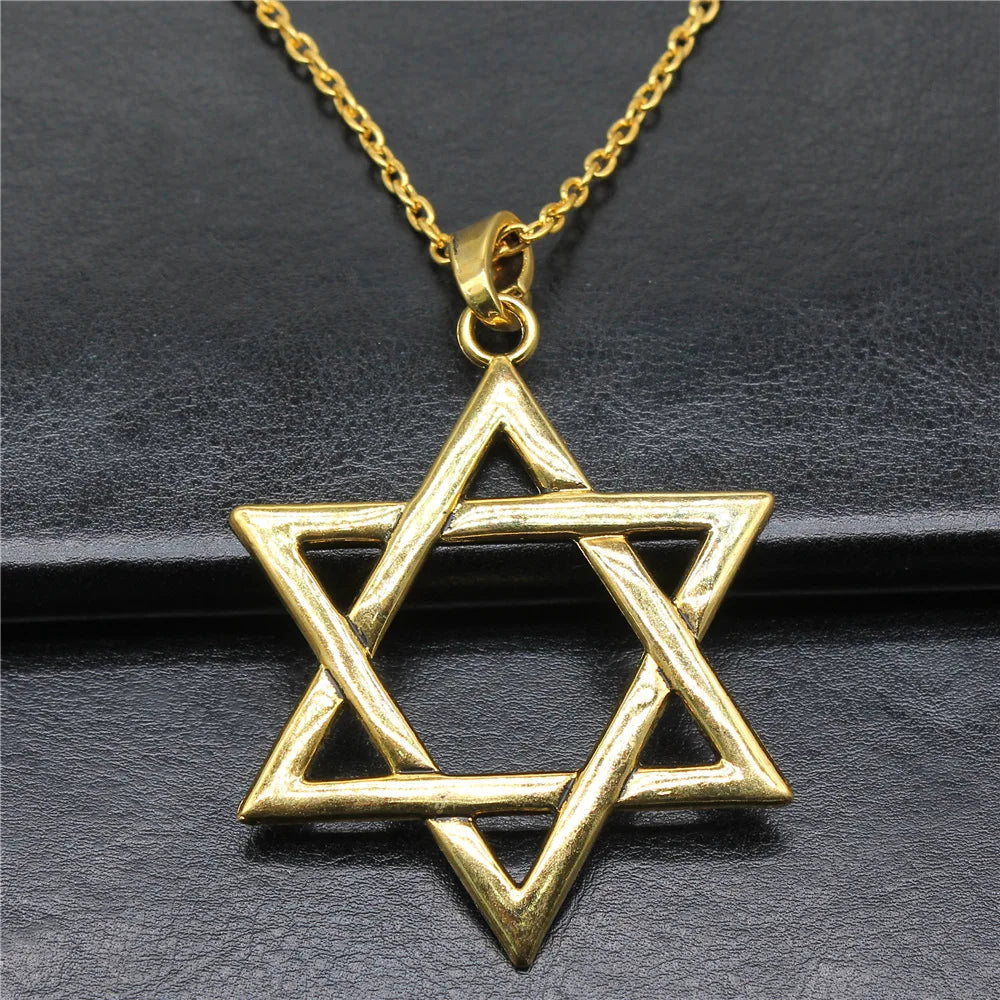 Fashion 3 Colors 75x59mm Large Star Of David Pendant Necklace For Women Men Punk Hiphop Long Chain Necklace Jewelry Accessories - Gifts and Funny Trinkets