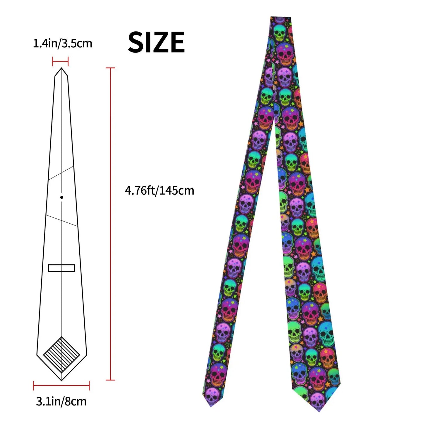 Mens Tie Classic Skinny Haloween Scary Skull Neckties Narrow Collar Slim Casual Tie Accessories Gift